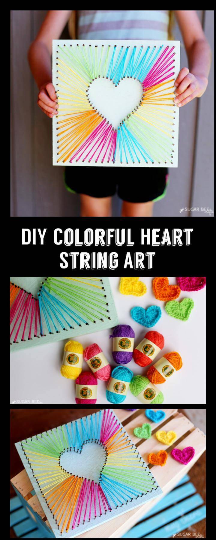 DIY Colorful Heart String Art